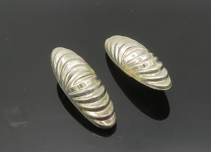 TULLA BOOTH 925 Silver  Vintage Shiny Fluted Dome Non Pierce Earrings  EG10045