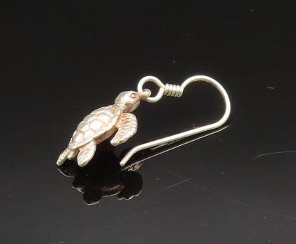 925 Sterling Silver  Vintage Sculpted Sea Turtle Dangle Earrings  EG11777
