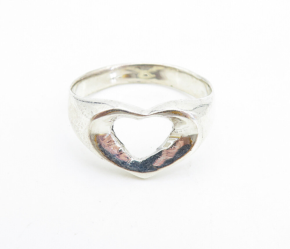 925 Sterling Silver  Large Polished Open Love Heart Band Ring Sz 11.5  RG7572