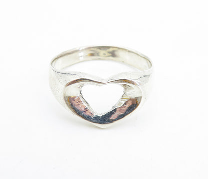 925 Sterling Silver  Large Polished Open Love Heart Band Ring Sz 11.5  RG7572