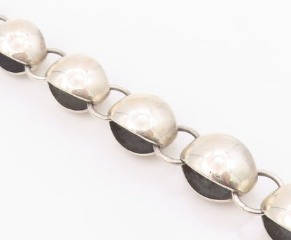 925 Sterling Silver Vintage Bracelet Chunky Puffy Sculptural Bead Link  BT12141