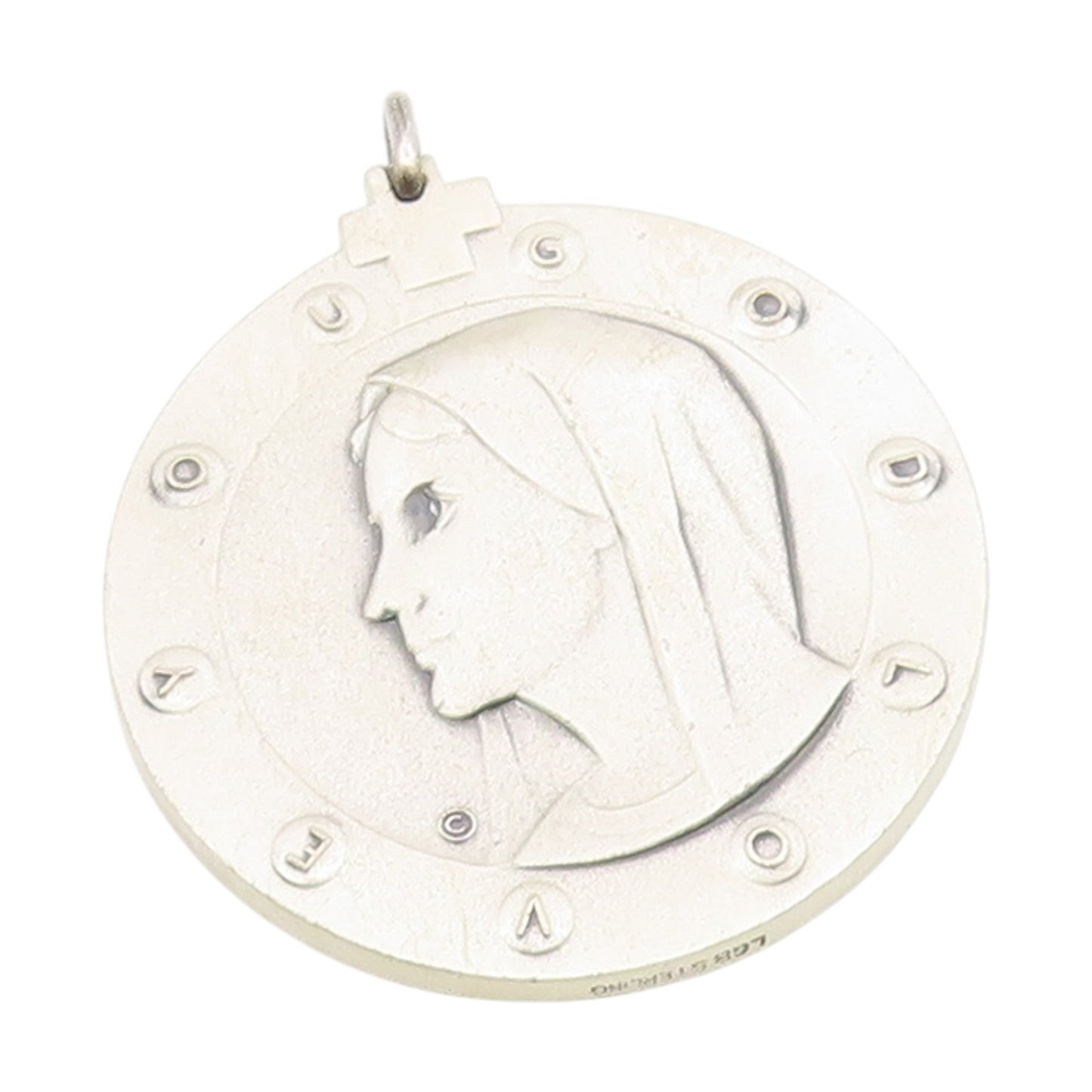 925 Sterling Silver Vintage Pendant God Love You Mother Mary Medallion  PT25705