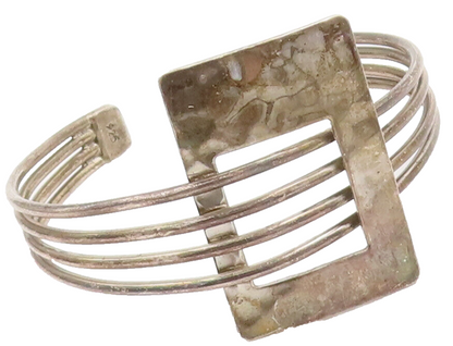 925 Sterling Silver  Vintage Designer Brutalist Split Bands Bracelet BT10157