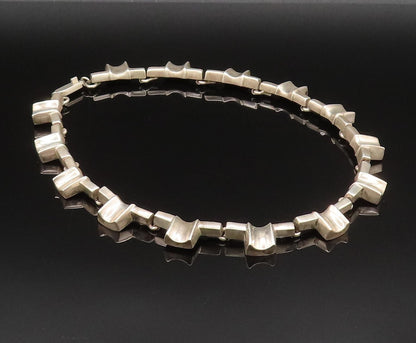 ALICIA MEXICO 925 Sterling Silver Vintage Heavy Concave Link Necklace  NE3928