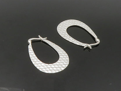 925 Sterling Silver  Vintage Shiny Circle Pattern Hoop Earrings  EG11546