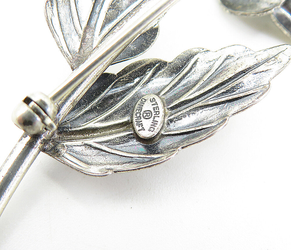 DANECRAFT 925 Sterling Silver  Vintage Sculpted Flower Brooch Pin  BP1197