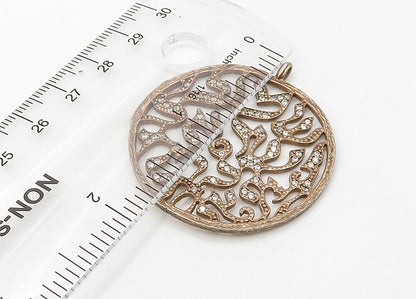 925 Sterling Silver  Vintage Cubic Zirconia Hebrew Prayer Pendant  PT17258