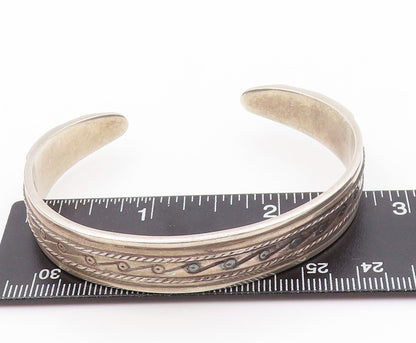 925 Sterling Silver Vintage Bracelet MMA Swirly Design Etched Cuff  BT11062
