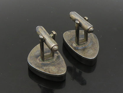 STEIG 925 Sterling Silver  Vintage Wooden Oxidized Smooth Cufflinks  TR3239