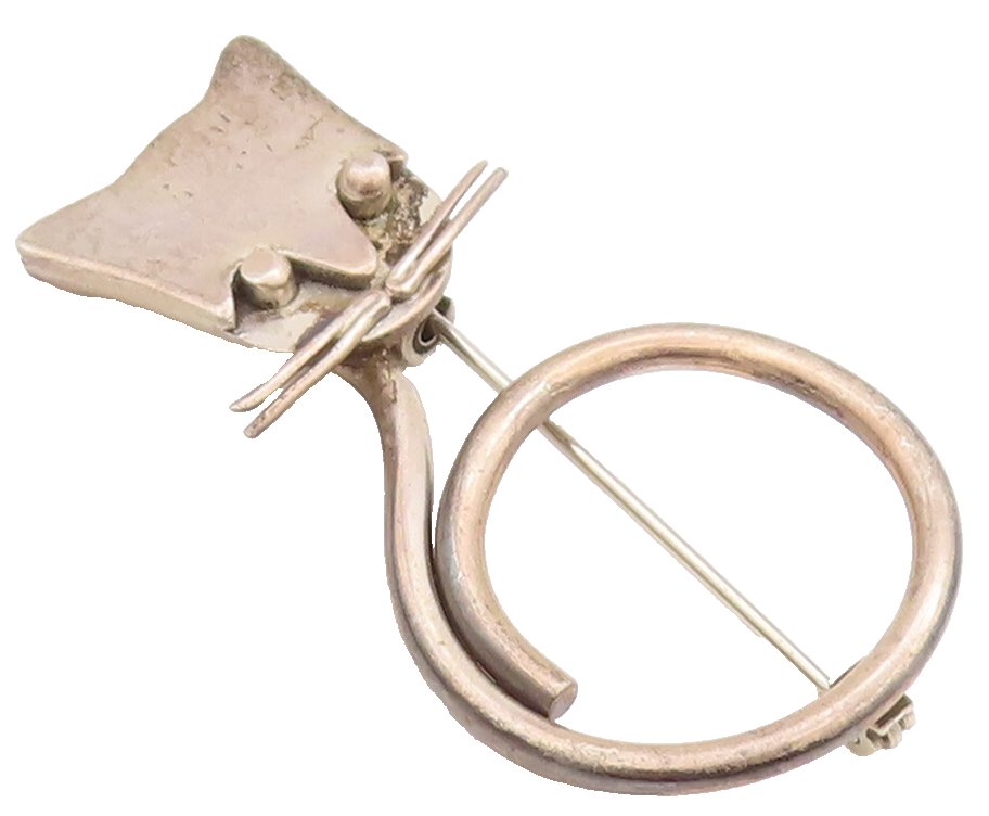 925 Sterling Silver Vintage Brooch Pin MEXICO Cutout Designer Mini Ghost BP11148