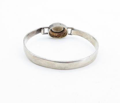 BOMA 925 Sterling Silver  Vintage Smoky Topaz Hook Bangle Bracelet  BT2485