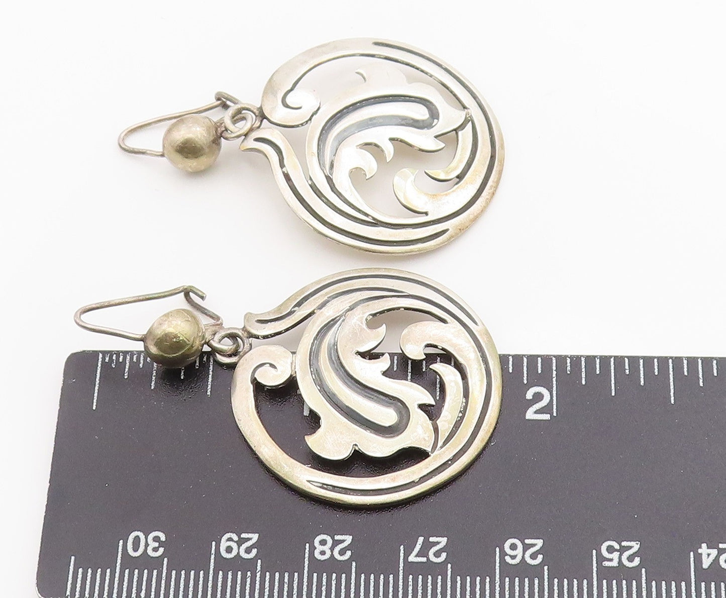 925 Sterling Silver Vintage Earrings MEXICO Celtic Knot Openwork Dangle  EG13814