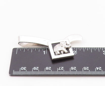 925 Sterling Silver  Vintage Shiny Elephant Motif Smooth Tie Clip  TR1975