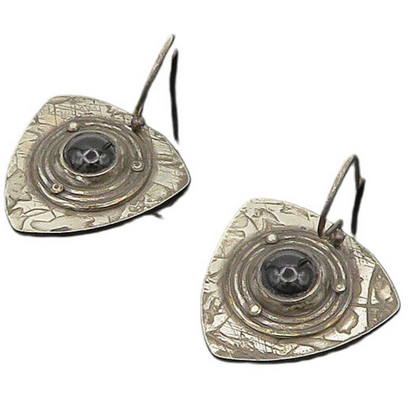 925 Sterling Silver  Vintage Cabochon Cut Black Onyx Drop Earrings  EG9390