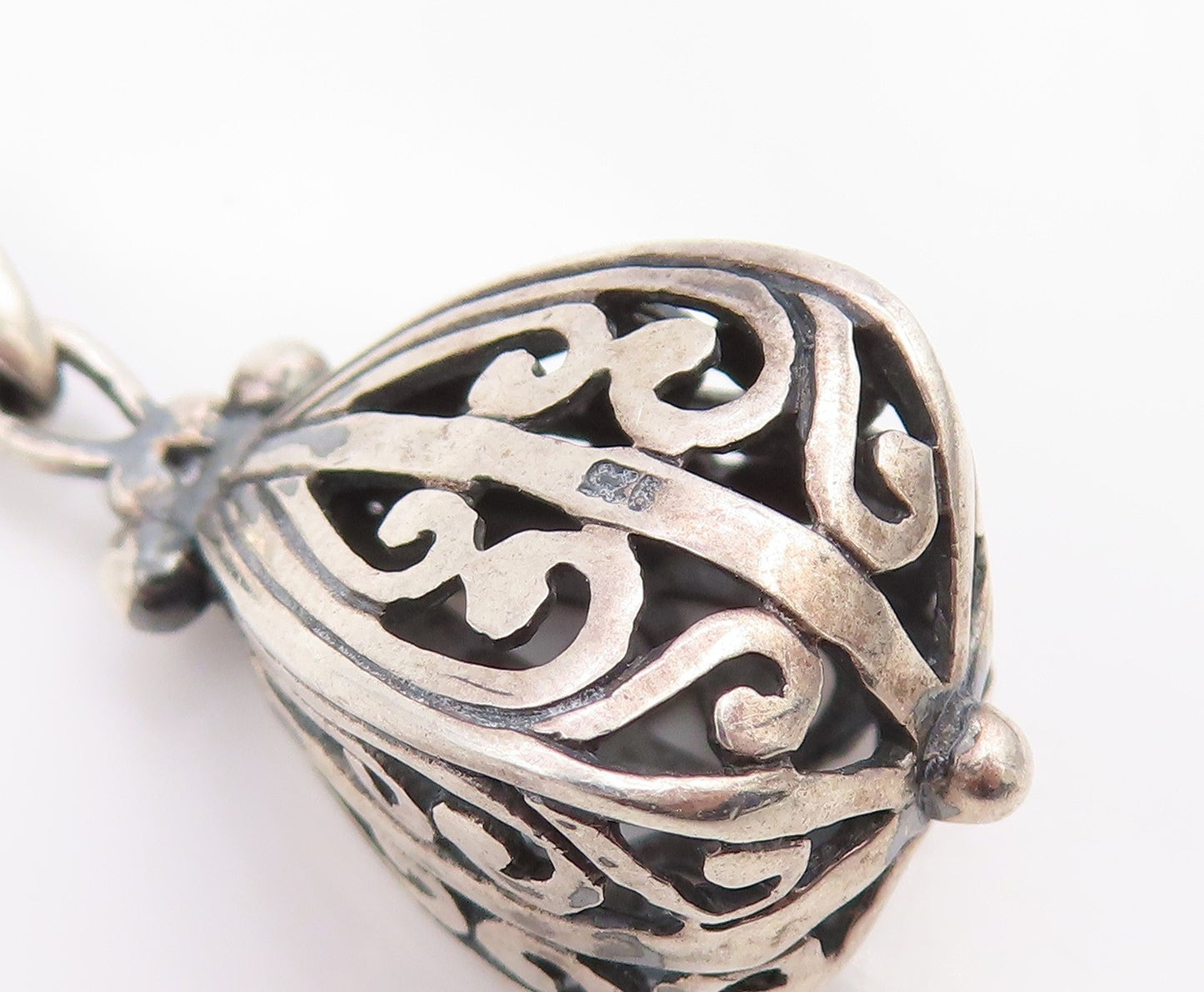 925 Sterling Silver Vintage Pendant Classic Scrollwork Cutout Drop Charm PT26056