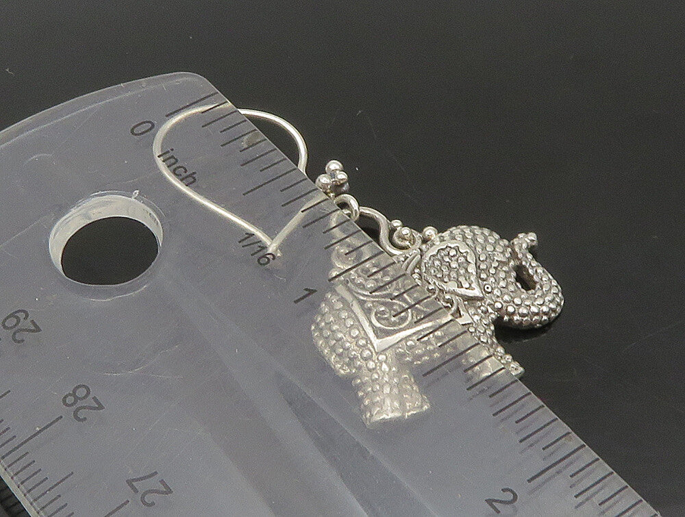 SARDA 925 Sterling Silver  Vintage Textured Elephant Dangle Earrings  EG11475
