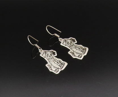 MEXICO 925 Silver  Vintage Engraved Disney 101 Dalmatian Dog Earrings  EG12100