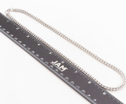 925 Sterling Silver Vintage Necklace Designer Beaded Cuboids Carved Chain NE4334