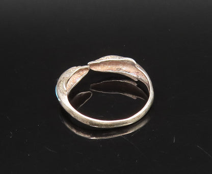 925 Sterling Silver  Vintage Dainty Two Blue Enamel Dolphin Ring Sz 7  RG26077