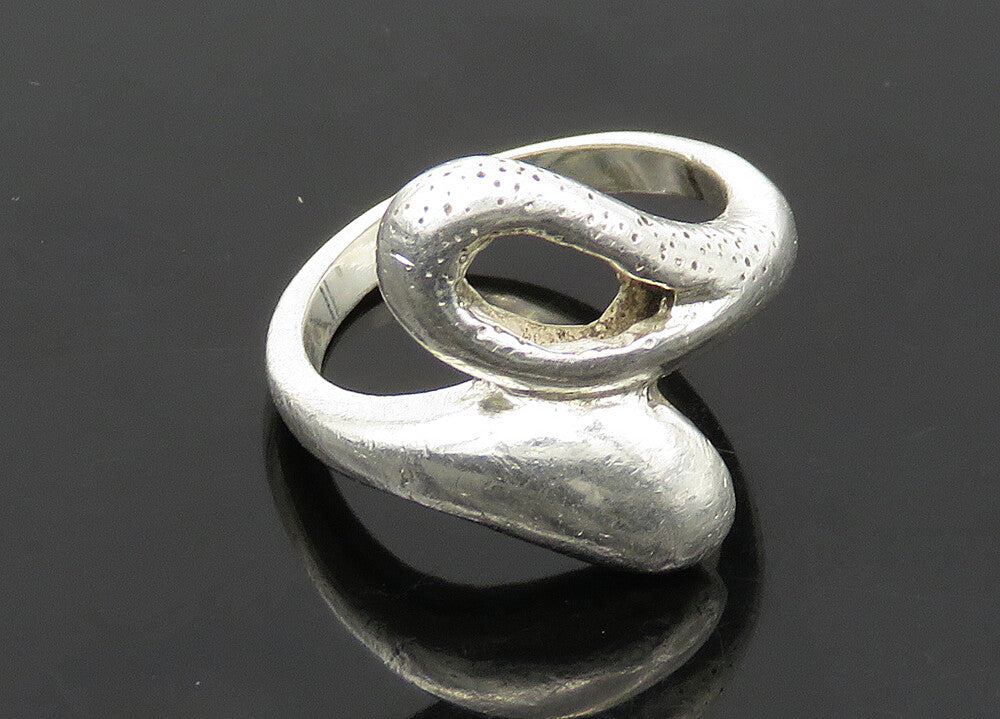 925 Sterling Silver  Vintage Shiny Loop Bypass Style Band Ring Sz 6  RG22428