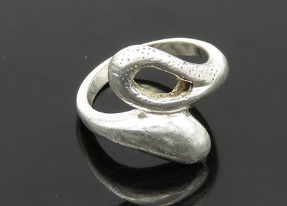 925 Sterling Silver  Vintage Shiny Loop Bypass Style Band Ring Sz 6  RG22428