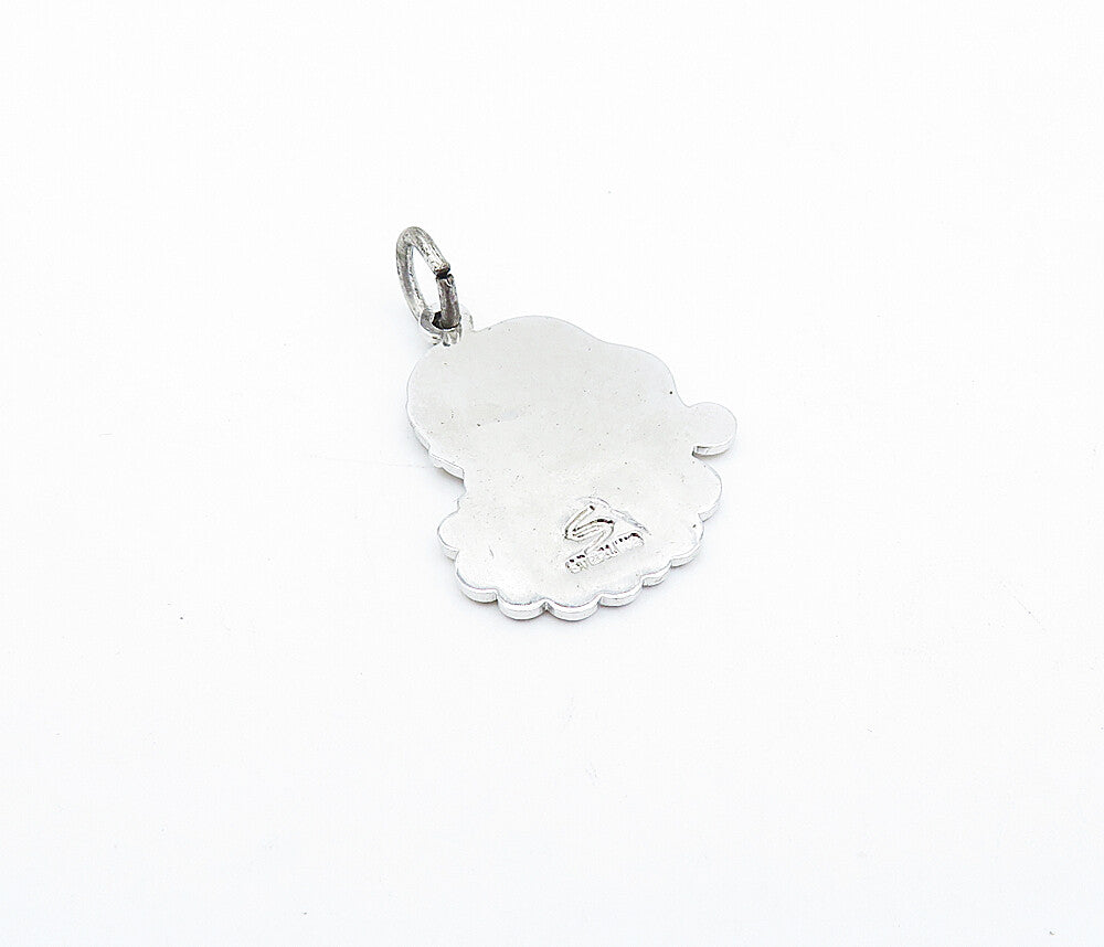 925 Sterling Silver  Vintage Enamel Coated Santa Clause XMas Pendant  PT2645