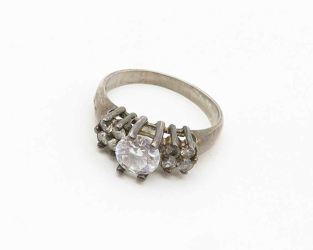 DAVID SIGAL 925 Silver  Vintage Cubic Zirconia Smooth Band Ring Sz 9  RG18058