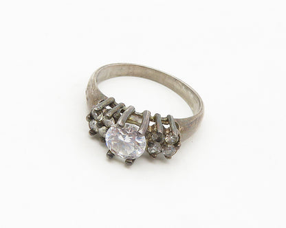DAVID SIGAL 925 Silver  Vintage Cubic Zirconia Smooth Band Ring Sz 9  RG18058