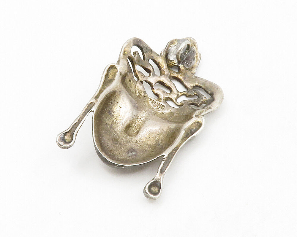 925 Sterling Silver  Vintage Antique Dark Tone Sculpted Face Pendant  PT10456