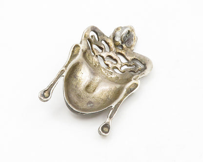 925 Sterling Silver  Vintage Antique Dark Tone Sculpted Face Pendant  PT10456