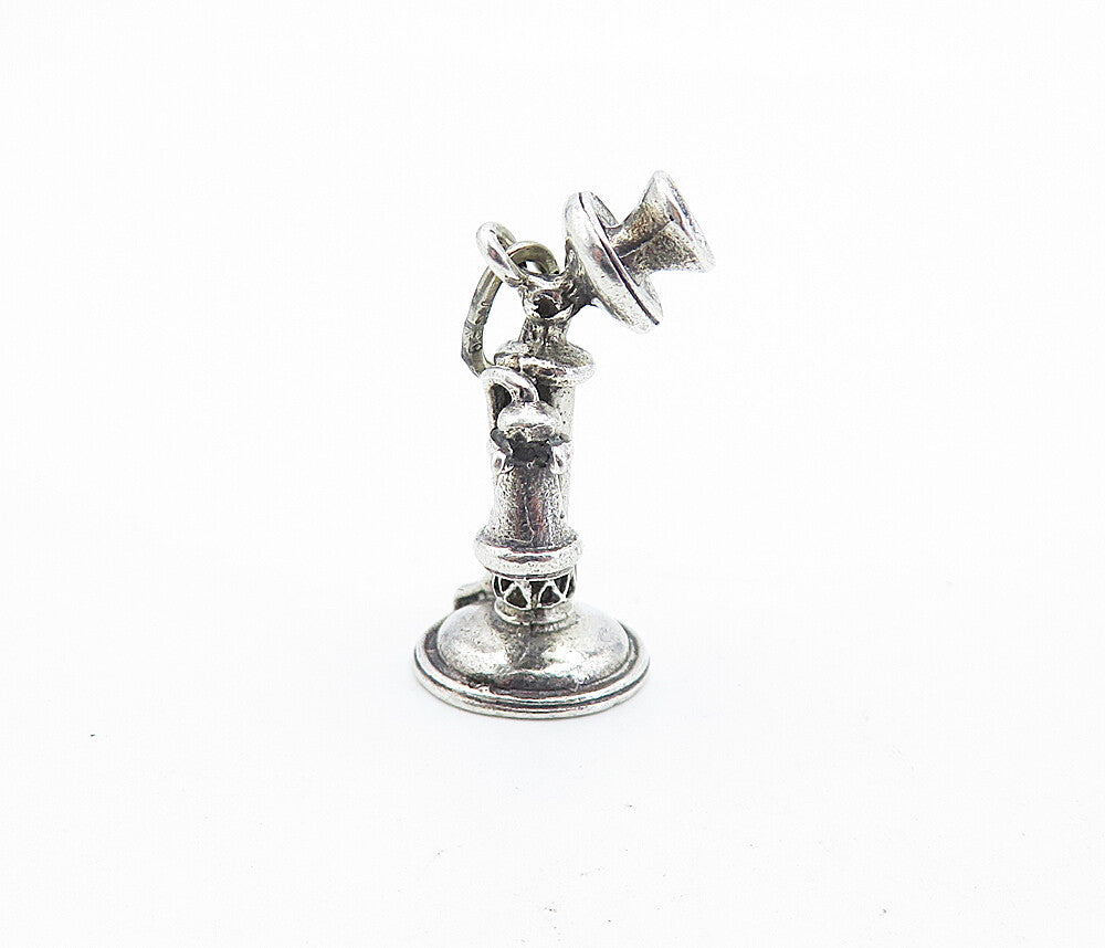 BEAU 925 Sterling Silver  Vintage Old Fashioned Telephone Pendant  PT4900