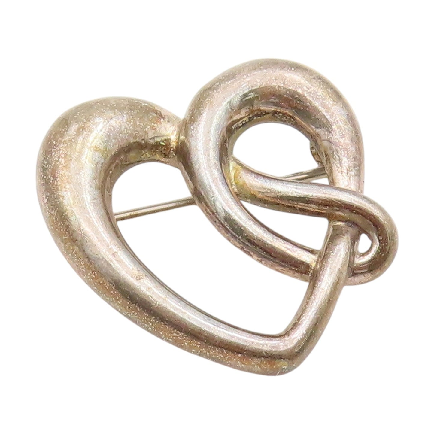 925 Sterling Silver Vintage Brooch Intertwined Celtic Love Heart Pin  BP12099