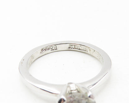 AVON 925 Sterling Silver  Prong Set Topaz Shiny Solitaire Ring Sz 5  RG11392