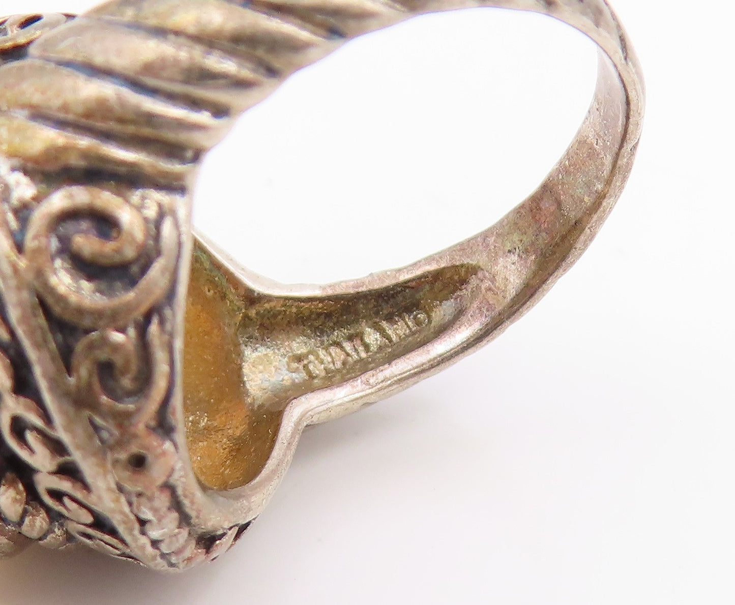 925 Sterling Silver Vintage Ring Classic Pearl Statement Band  Sz 6  RG35859