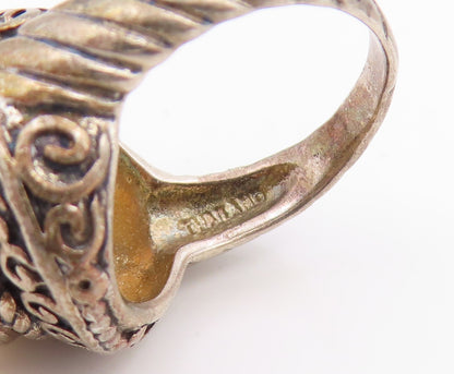 925 Sterling Silver Vintage Ring Classic Pearl Statement Band  Sz 6  RG35859