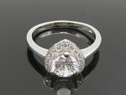 925 Silver  Vintage Solitaire Cubic Zirconia Love Heart Ring Sz 7  RG24636