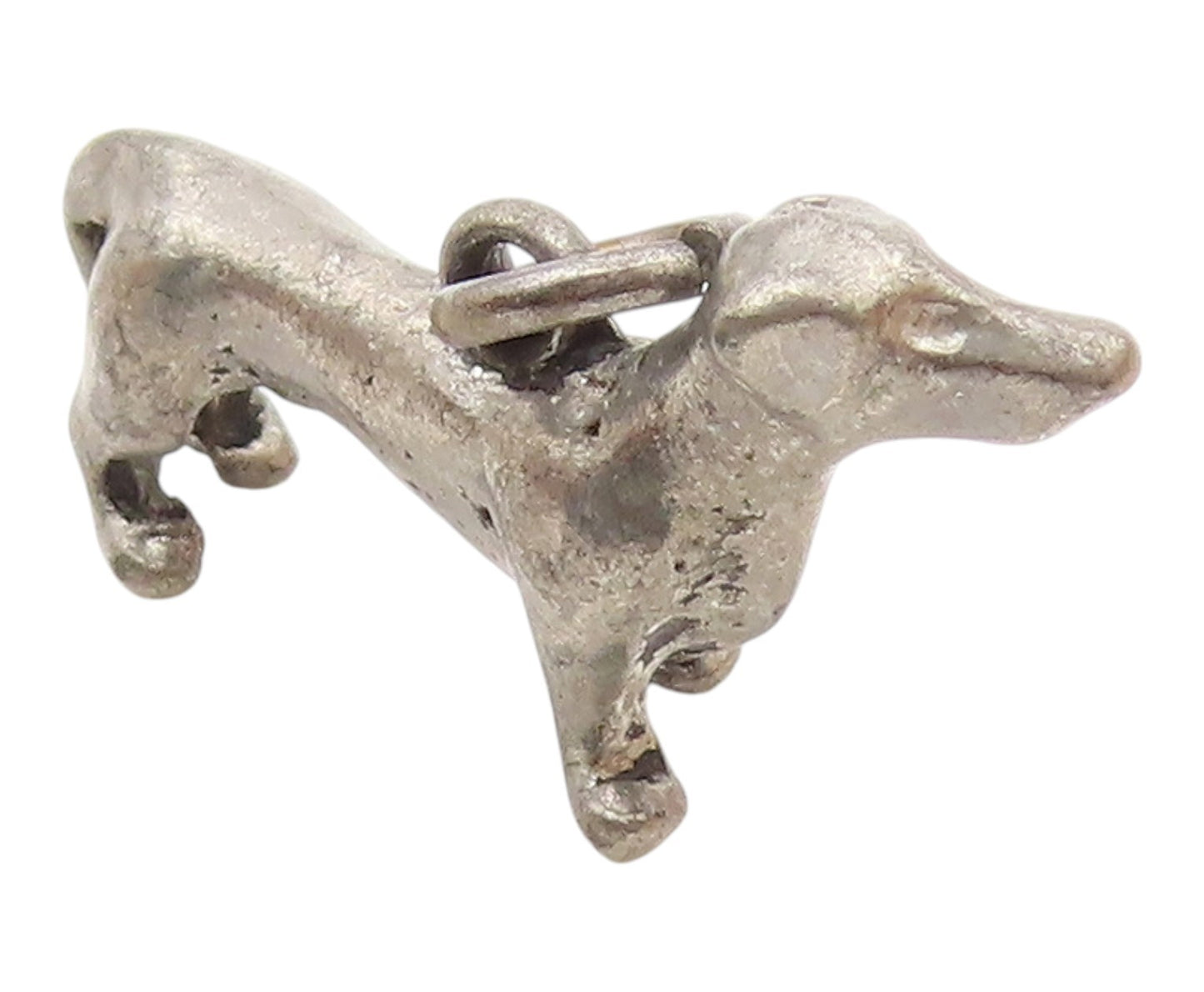 925 Sterling Silver  Vintage Dark Tone Weiner Dog Animal Pendant  PT18674