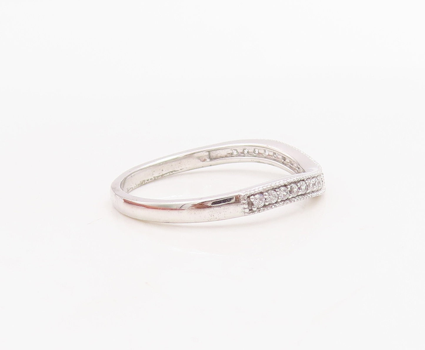 925 Sterling Silver Vintage Ring Designer Princess Cut & CZ Set  Sz 7  RG30739