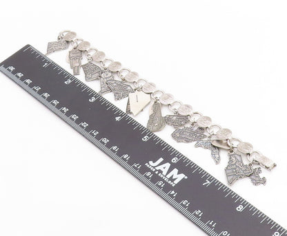 925 Sterling Silver Vintage Bracelet SARAH COVENTRY US State Map Charms  BT12048