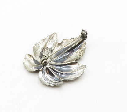 JEWELART 925 Sterling Silver  Vintage Floral Leaf Motif Brooch Pin  BP6316