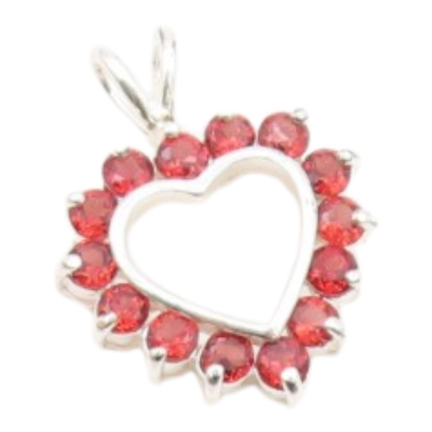 925 Sterling Silver  Vintage Pink Topaz Open Love Heart Pendant  PT18635