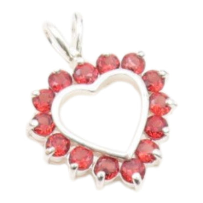 925 Sterling Silver  Vintage Pink Topaz Open Love Heart Pendant  PT18635