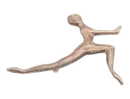925 Sterling Silver Vintage Brooch Pin Modernist Abstract Dancing Figure BP12499