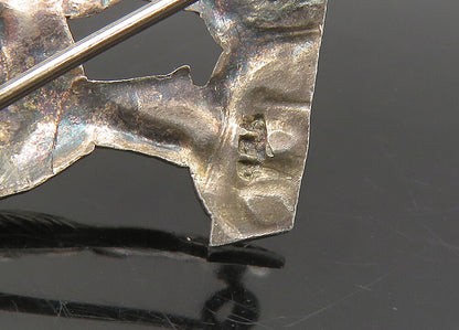 925 Sterling Silver  Vintage Shiny Oxidized Peru Alpaca Brooch Pin  BP8675