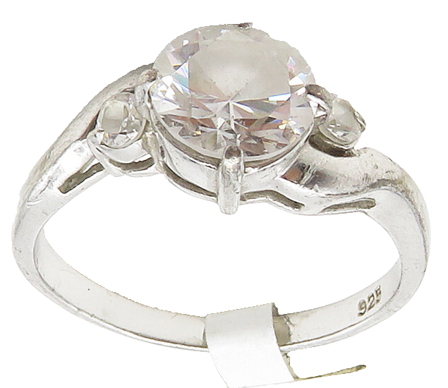 925 Sterling Silver Vintage Cubic Zirconia Smooth Band Ring Sz 9 RG16051