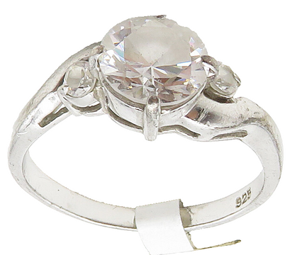 925 Sterling Silver Vintage Cubic Zirconia Smooth Band Ring Sz 9 RG16051