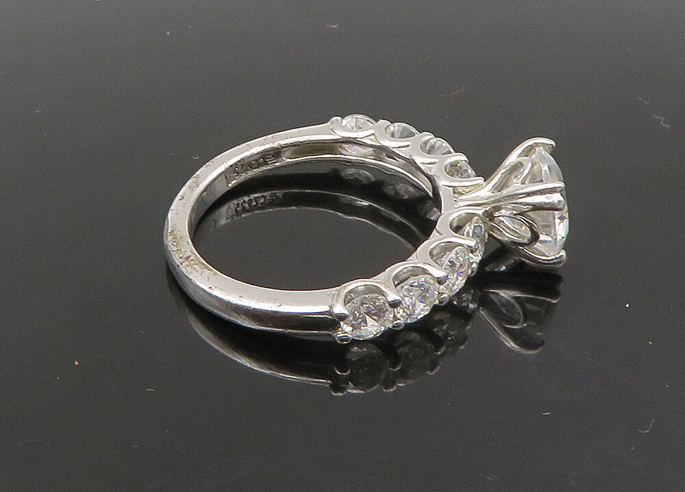 925 Sterling Silver  Vintage Shiny Cubic Zirconia Solitaire Ring Sz 7  RG22940