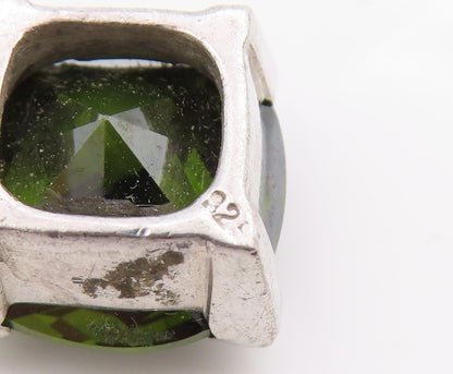 925 Sterling Silver Vintage Pendant Modernist Faceted Peridot Charm  PT26223