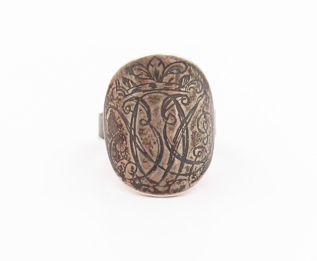 925 Sterling Silver Vintage Ring VALDRES SOLVSMIE NORWAY Antique  Sz 9  RG32458