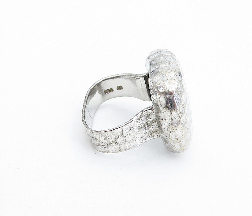 925 Sterling Silver  Vintage Hammered Square Dome Cocktail Ring Sz 5.5  RG6464